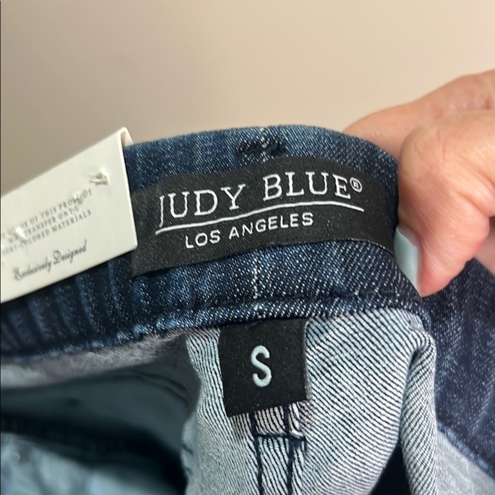 Judy Blue Shorts Jean Denim Fray Hem Pullon Elastic Waist High Waist Small - Picture 10 of 14